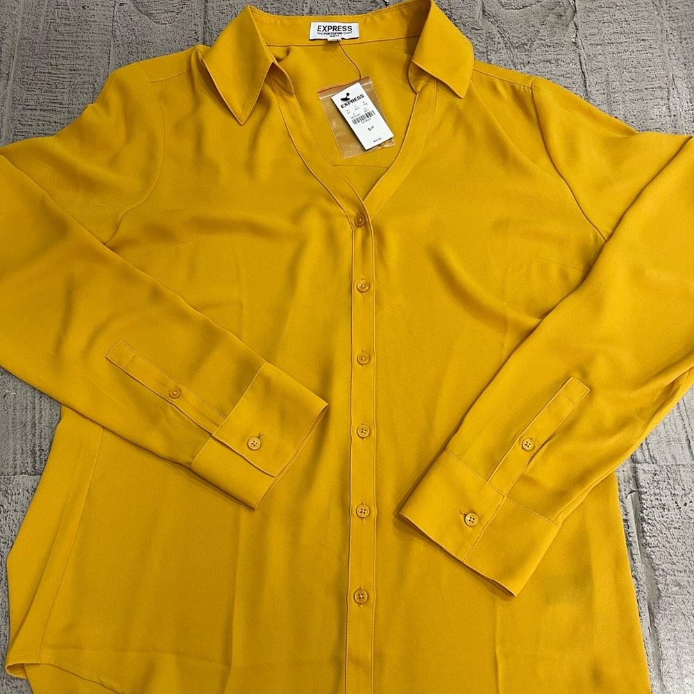 NWT Express Mustard Yellow Portofino Top Small